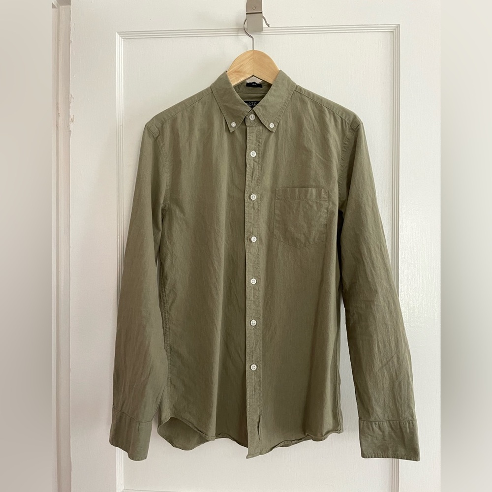 Sage green, men’s slim fit button down. J. Crew Mercantile.